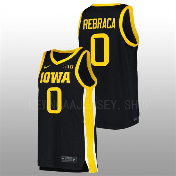 Mens Youth Iowa Hawkeyes #0 Filip Rebraca Nike Black College Basketball Game Jersey