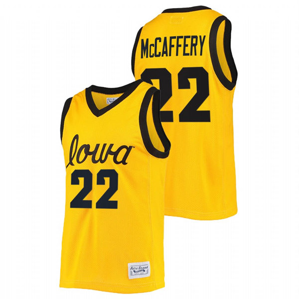 Mens Youth Iowa Hawkeyes #22 Patrick McCaffery Nike 2022 Gold College Basketball Game Jersey