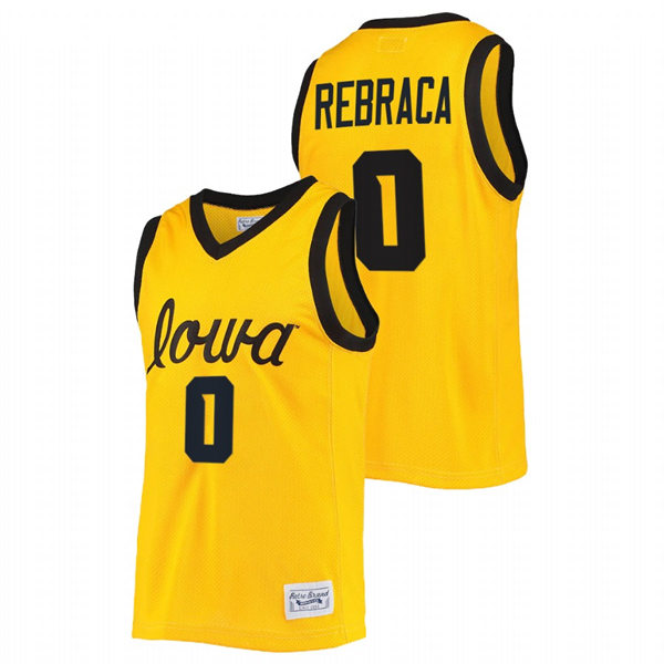 Mens Youth Iowa Hawkeyes #0 Filip Rebraca Nike 2022 Gold College Basketball Game Jersey