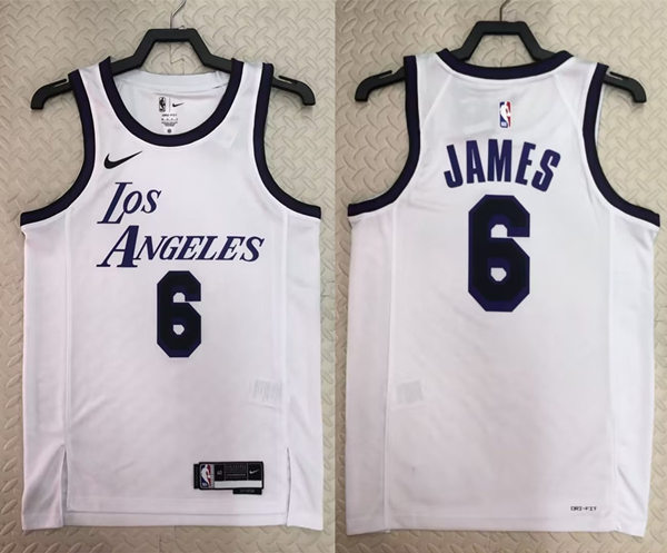 Men's Los Angeles Lakers #6 LeBron James White 2022-23 City Edition Jersey