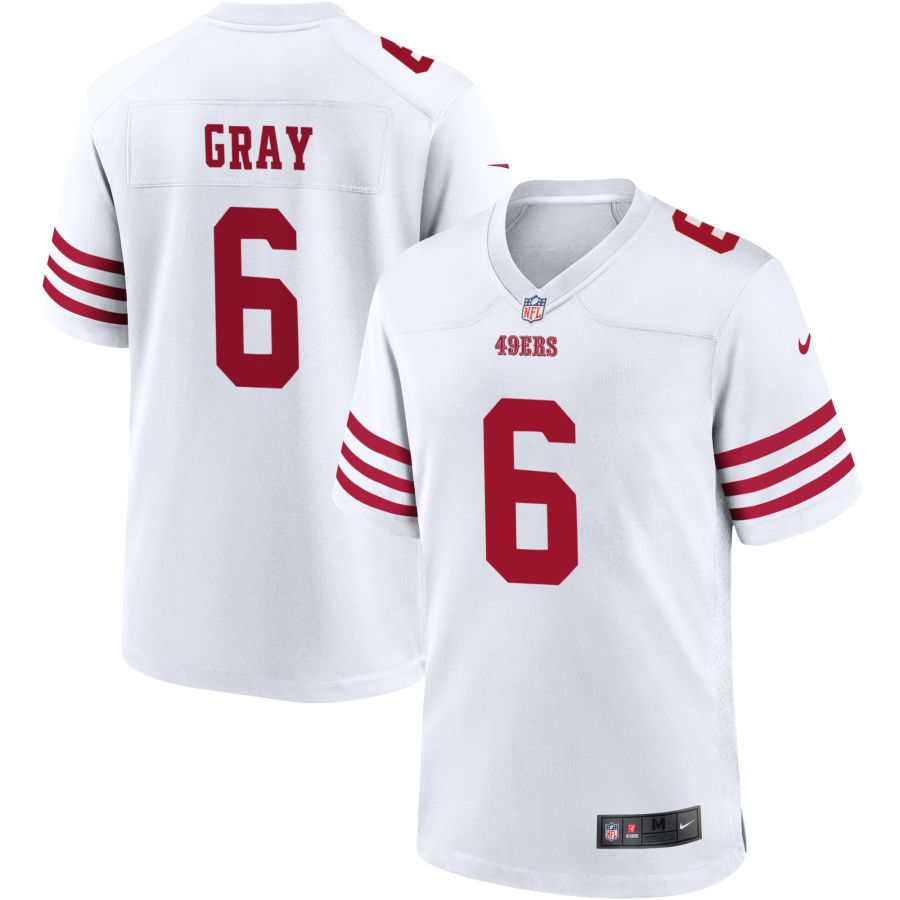 Mens San Francisco 49ers #6 Danny Gray Nike White Vapor Limited Player Jersey