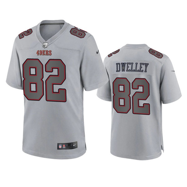 Mens San Francisco 49ers #82 Ross Dwelley  Gray Atmosphere Fashion Game Jersey