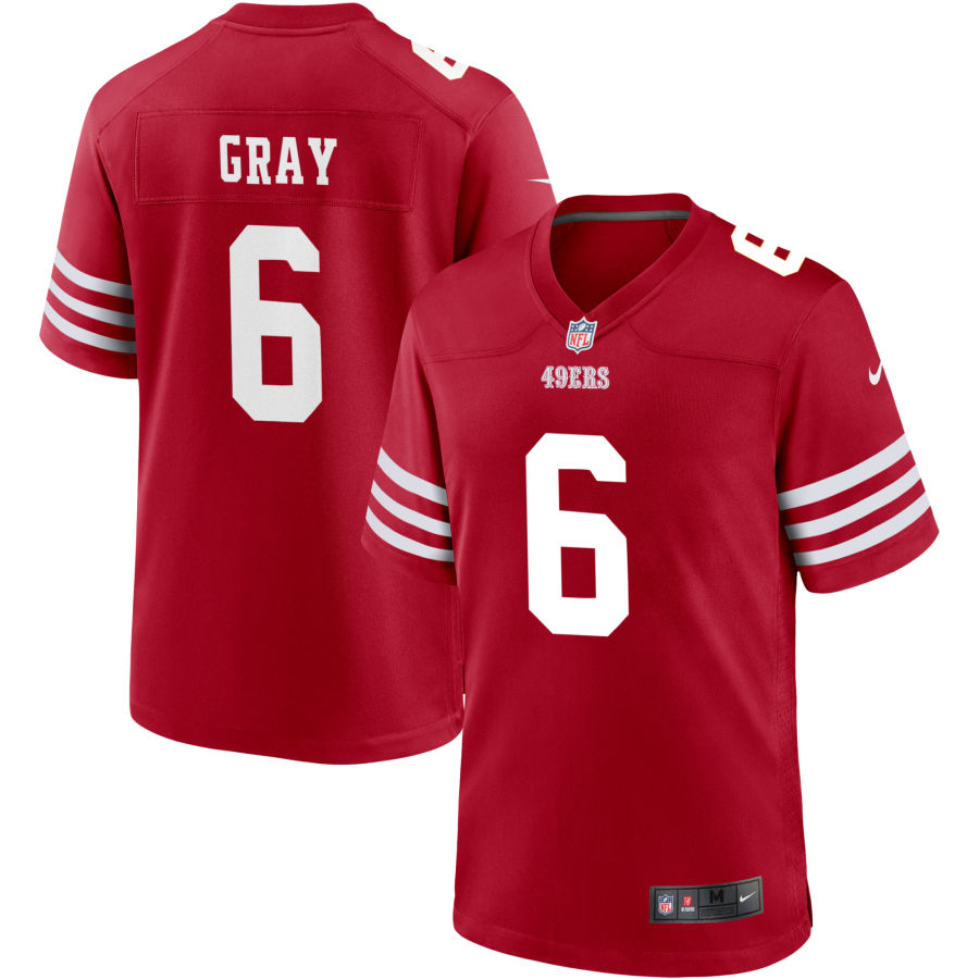 Mens San Francisco 49ers #6 Danny Gray Nike Scarlet Vapor Limited Player Jersey