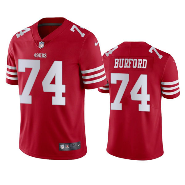 Men's San Francisco 49ers #74 Spencer Burford Nike Scarlet Vapor Limited Player Jersey
