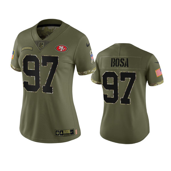 Women's San Francisco 49ers #97 Nick Bosa Olive 2022 Salute To Service Limited Jersey