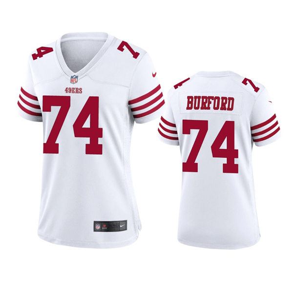 Women's San Francisco 49ers #74 Spencer Burford Nike White Limited Player Jersey