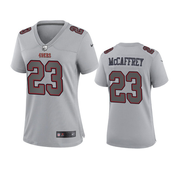 Women's San Francisco 49ers #23 Christian McCaffrey Gray Atmosphere Fashion Game Jersey