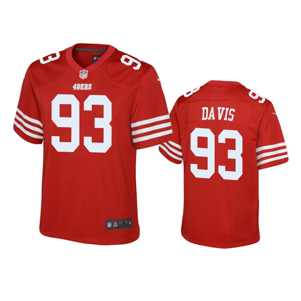 Youth San Francisco 49ers #93 Kalia Davis Nike Scarlet Limited Player Jersey