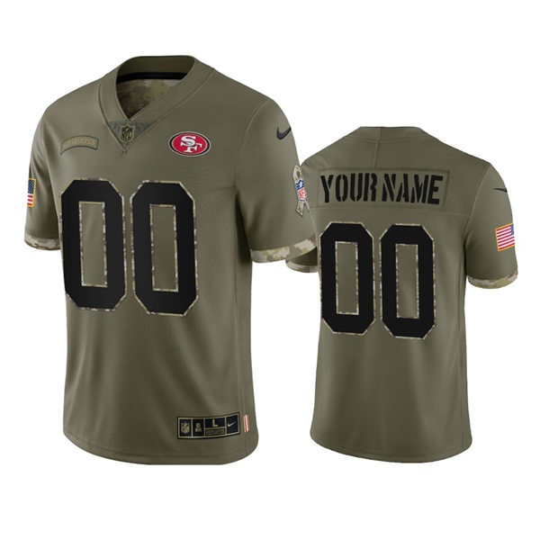 Mens Youth San Francisco 49ers Custom Nike Olive 2022 Salute To Service Limited Jersey