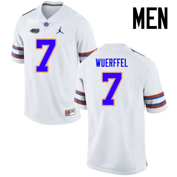 Mens Florida Gators #7 Danny Wuerffel White College Football Game Jersey