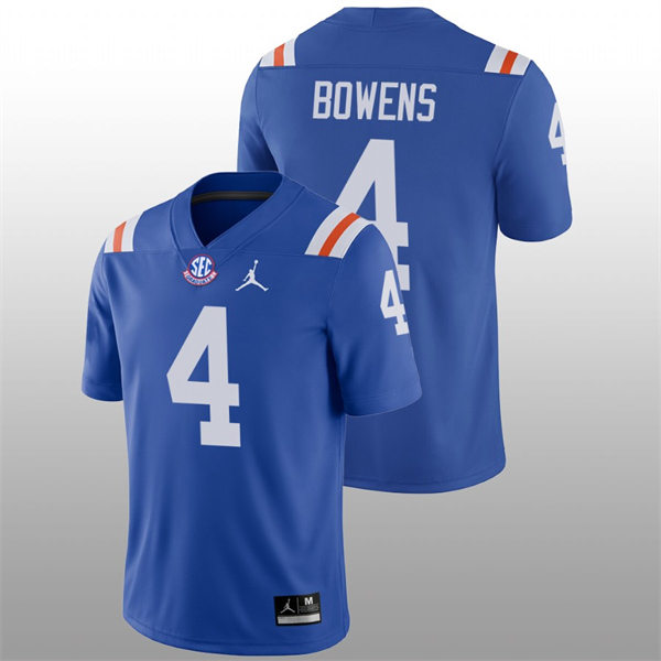 Mens Florida Gators #4 Chauncey Bowens Jordan Brand Royal 1960's Retro Football Jersey