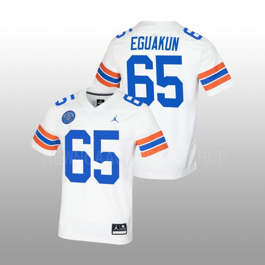 Mens Florida Gators #65 Kingsley Eguakun White Ring of Honor Untouchable Jersey