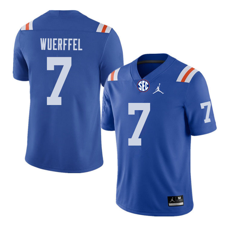 Mens Florida Gators #7 Danny Wuerffel Jordan Brand Royal 1960's Retro Football Jersey