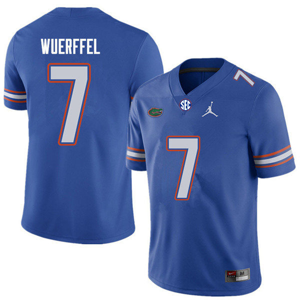 Mens Florida Gators #7 Danny Wuerffel Royal College Football Game Jersey