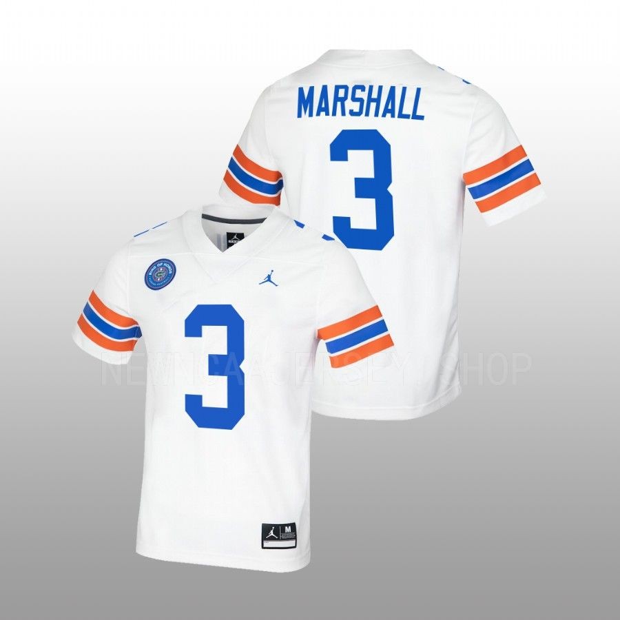 Mens Florida Gators #3 Jason Marshall White Ring of Honor Untouchable Jersey