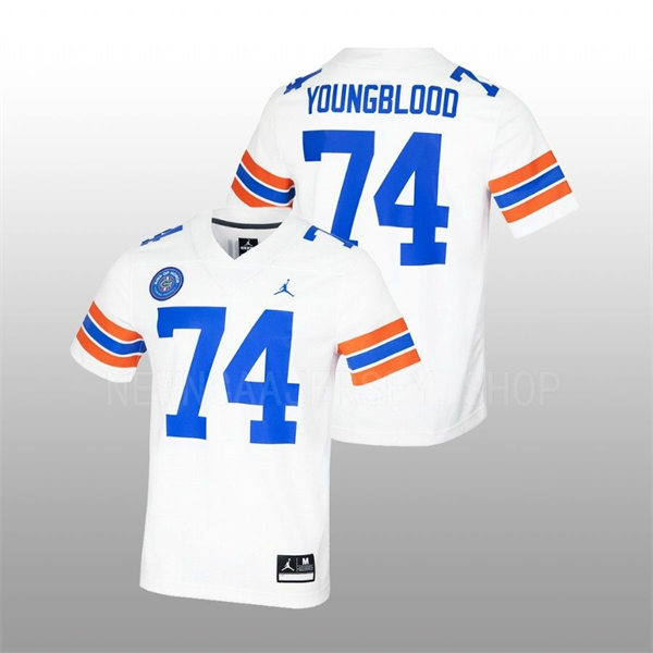 Mens Florida Gators #74 Jack Youngblood White Ring of Honor Untouchable Jersey