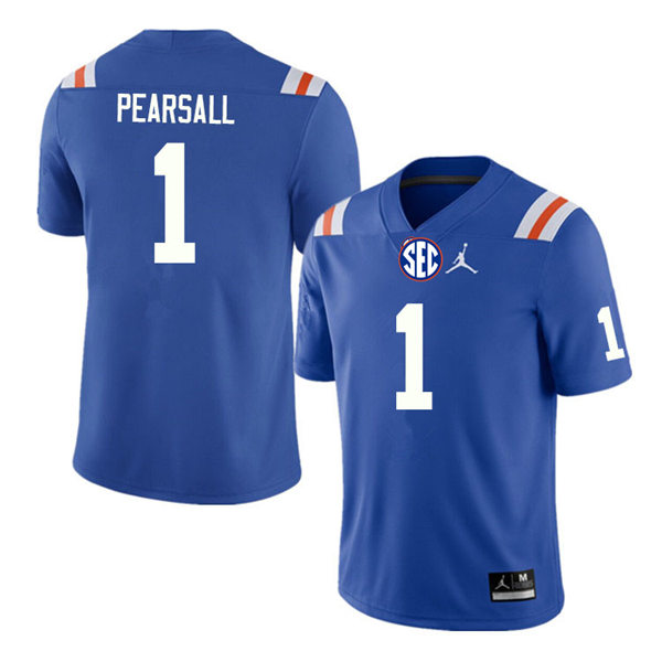 Mens Florida Gators #1 Ricky Pearsall Jordan Brand Royal 1960's Retro Football Jersey