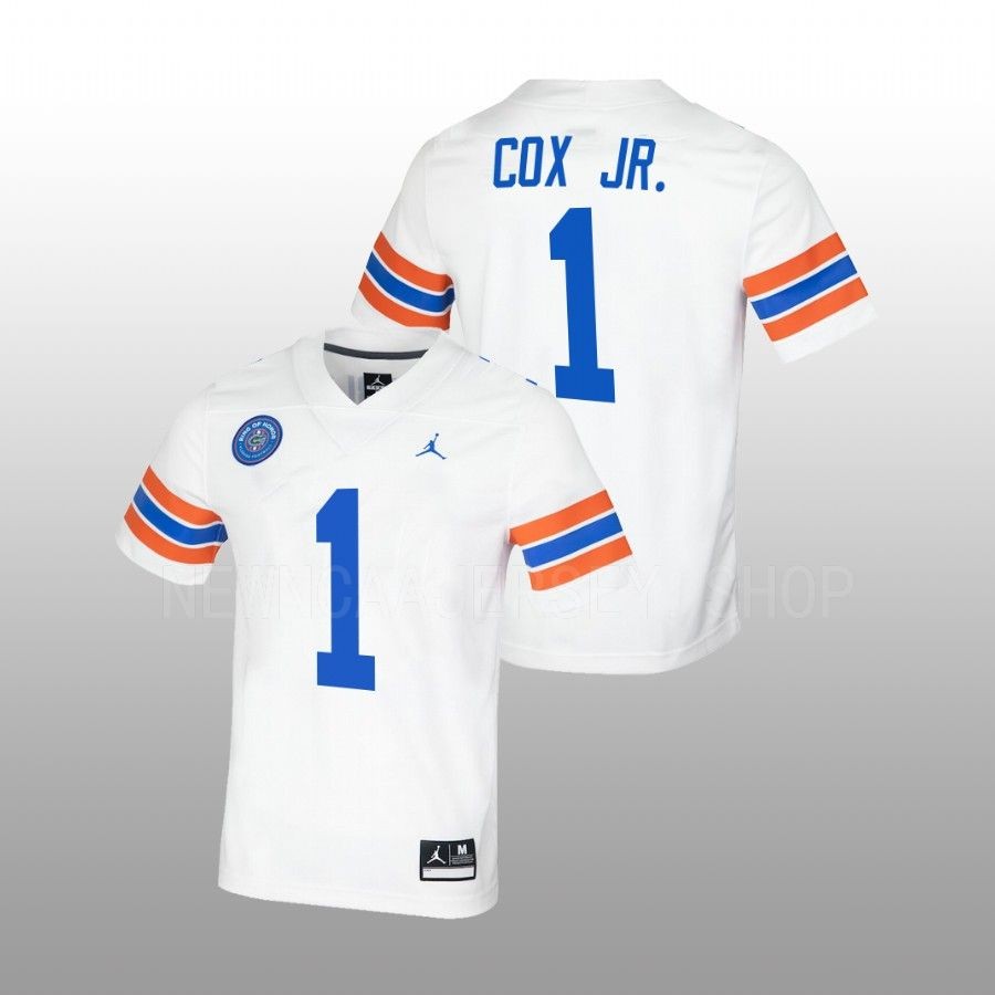 Mens Florida Gators #1 Brenton Cox Jr. White Ring of Honor Untouchable Jersey