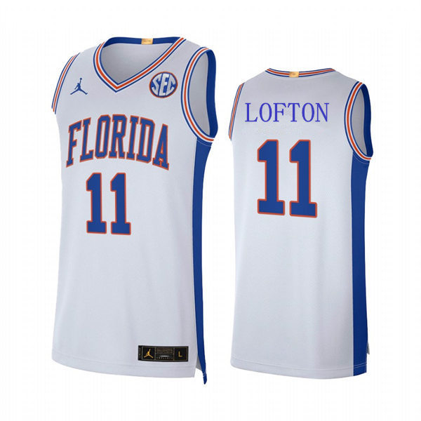 Mens Youth Florida Gators #11 Kyle Lofton 2021-22 White Retro Florida College Basketball Jersey