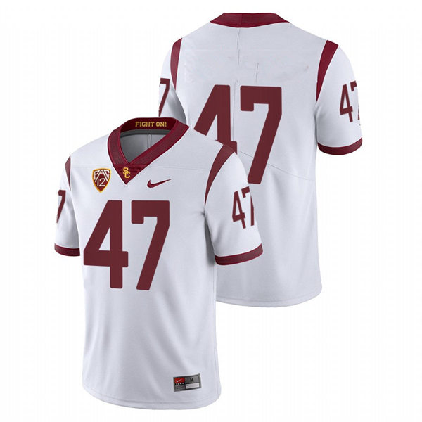 Men's USC Trojans #47 Stanley Ta'ufo'ou Nike White Without Name College Football Game Jersey