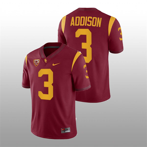 Men's USC Trojans #3 Jordan Addison  Nike Cardinal College Football Vapor Untouchable Limited Jersey