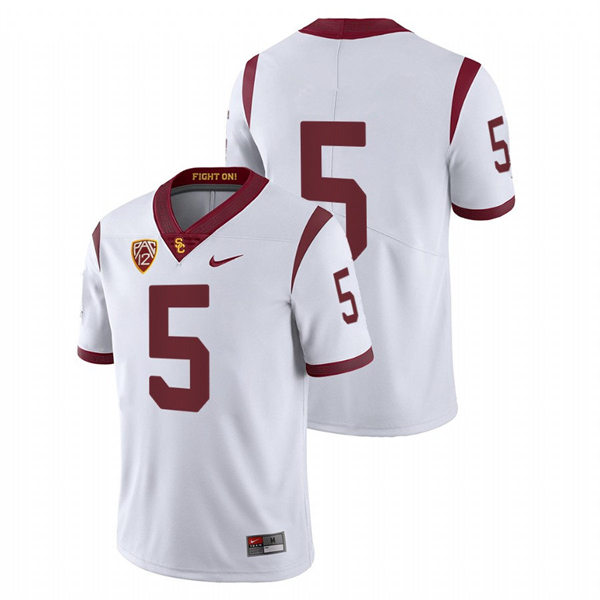 Men's USC Trojans #5 Reggie Bush Nike White Without Name College Football Game Jersey