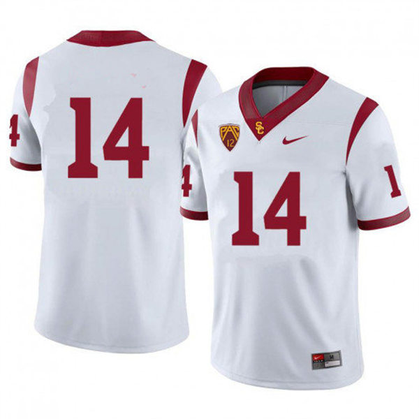 Men's USC Trojans #14 Sam Darnold Nike White Without Name College Football Game Jersey