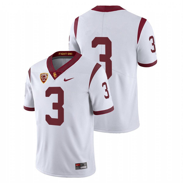 Men's USC Trojans #3 Carson Palmer Nike White Without Name College Football Game Jersey