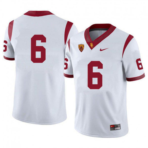 Men's USC Trojans #6 Michael Pittman Jr. Nike White Without Name College Football Game Jersey