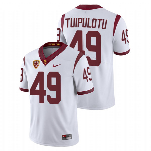 Men's USC Trojans #49 Tuli Tuipulotu Nike White Limited Football Performance Jersey