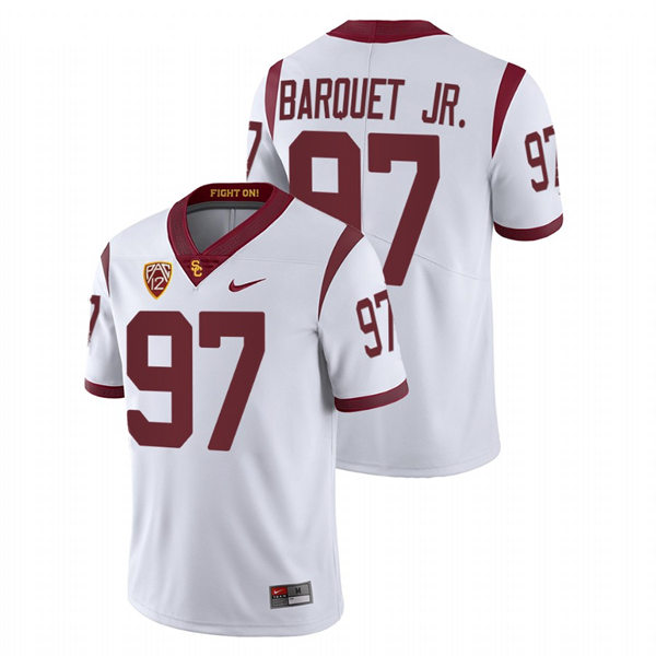 Men's USC Trojans #97 Earl Barquet Jr. Nike White Limited Football Performance Jersey