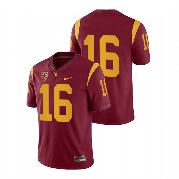 Men's USC Trojans #16 Prophet Brown Nike Cardinal Without Name College Football Game Jersey