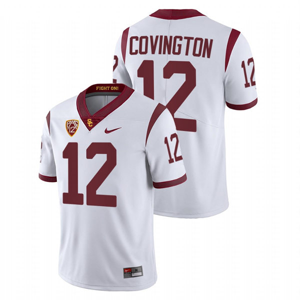 Men's USC Trojans #12 Jacobe Covington Nike White Limited Football Performance Jersey