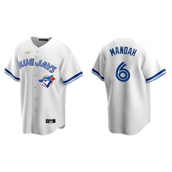 Men's Toronto Blue Jays #6 Alek Manoah Nike White Cooperstown Collection Jersey