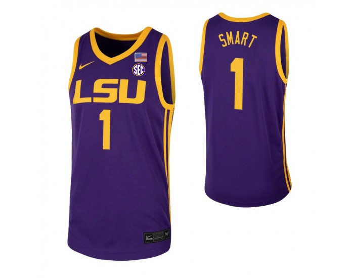 Mens LSU Tigers #1 Javonte Smart Nike Purple College Basketball Game Jersey