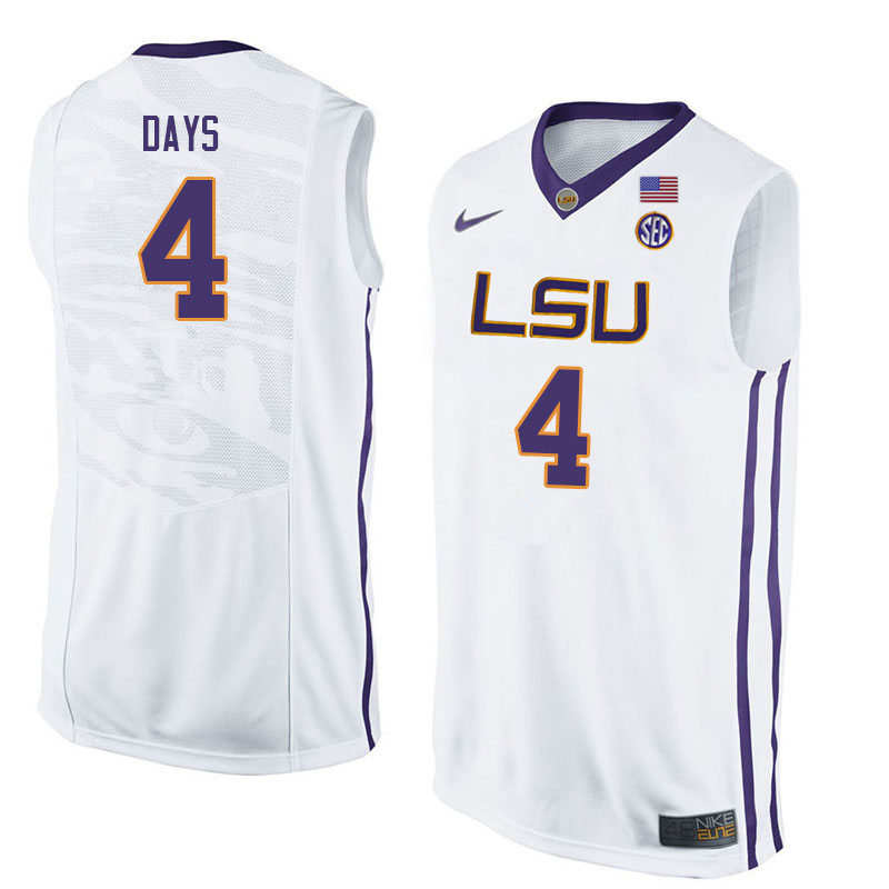 Mens LSU Tigers #4 Darius Days Nike White College Basketball Game Jersey