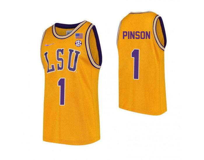 Mens LSU Tigers #1 Xavier Pinson Nike Gold College Basketball Game Jersey