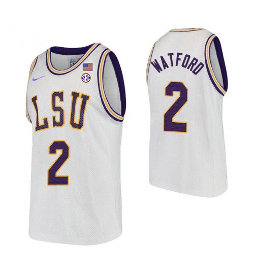 Mens LSU Tigers #2 Trendon Watford Nike White College Basketball Game Jersey