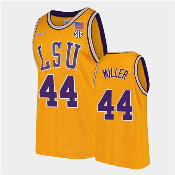 Mens LSU Tigers #44 Adam Miller Nike Gold College Basketball Game Jersey