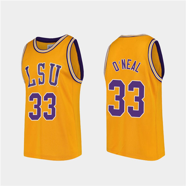 Men LSU Tigers #33 Shaquille O'Neal Nike Gold College Basketball Game Jersey