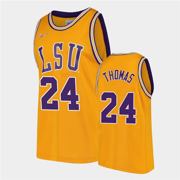 Mens LSU Tigers #24 Cameron Thomas Nike Gold College Basketball Game Jersey