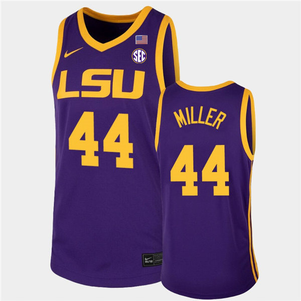 Mens LSU Tigers #44 Adam Miller Nike Purple College Basketball Game Jersey