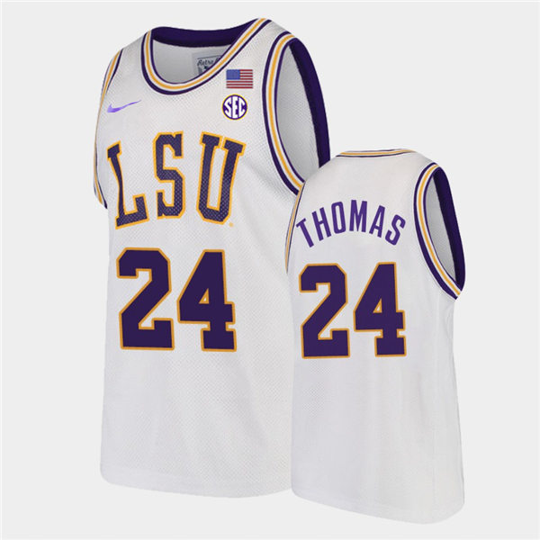 Mens LSU Tigers #24 Cameron Thomas  Nike White College Basketball Game Jersey