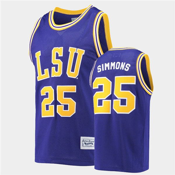 Men LSU Tigers #25 Ben Simmons Purple Retro Commemorative Classic Basketball Alumni Jersey