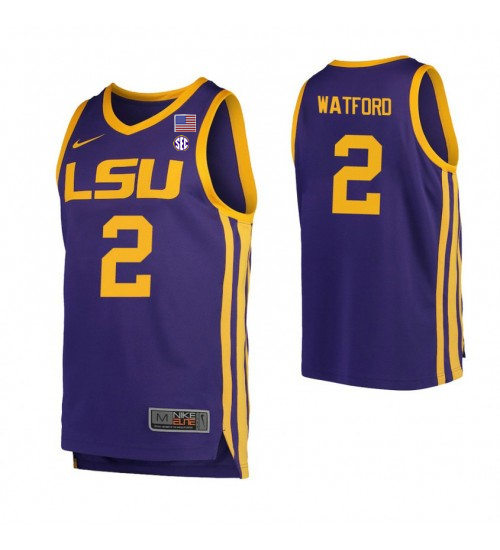 Mens LSU Tigers #2 Trendon Watford Nike Purple College Basketball Game Jersey 