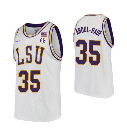 Men LSU Tigers #35 Mahmoud Abdul-Rauf Nike White College Basketball Game Jersey 