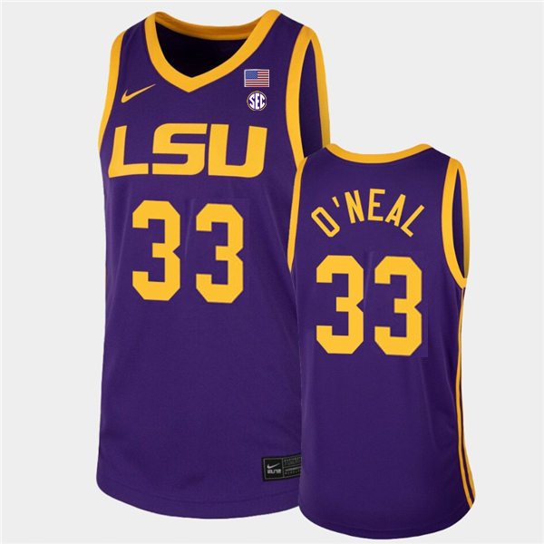 Mens LSU Tigers #33 Shareef O'Neal Nike Purple College Basketball Game Jersey