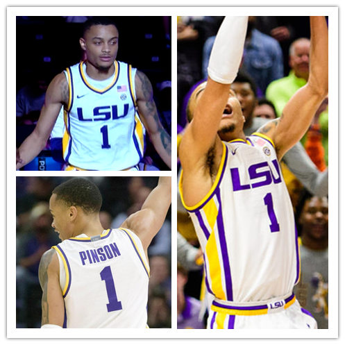Mens LSU Tigers #1 Xavier Pinson Nike White College Basketball Game Jersey