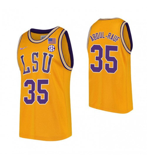 Men LSU Tigers #35 Mahmoud Abdul-Rauf Nike Gold College Basketball Game Jersey