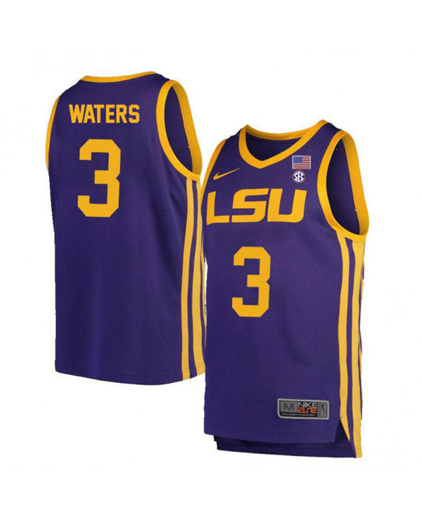 Mens LSU Tigers #3 Tremont Waters Nike Purple College Basketball Game Jersey